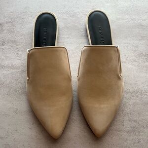 Jenni Kayne Oiled Leather Pointed Mule Slides in Tan